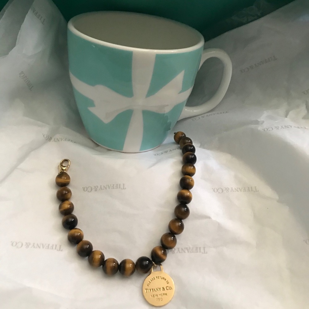 Tiffany & Co Tiger Eye 18k 750 Gold 8mm beads-RARE